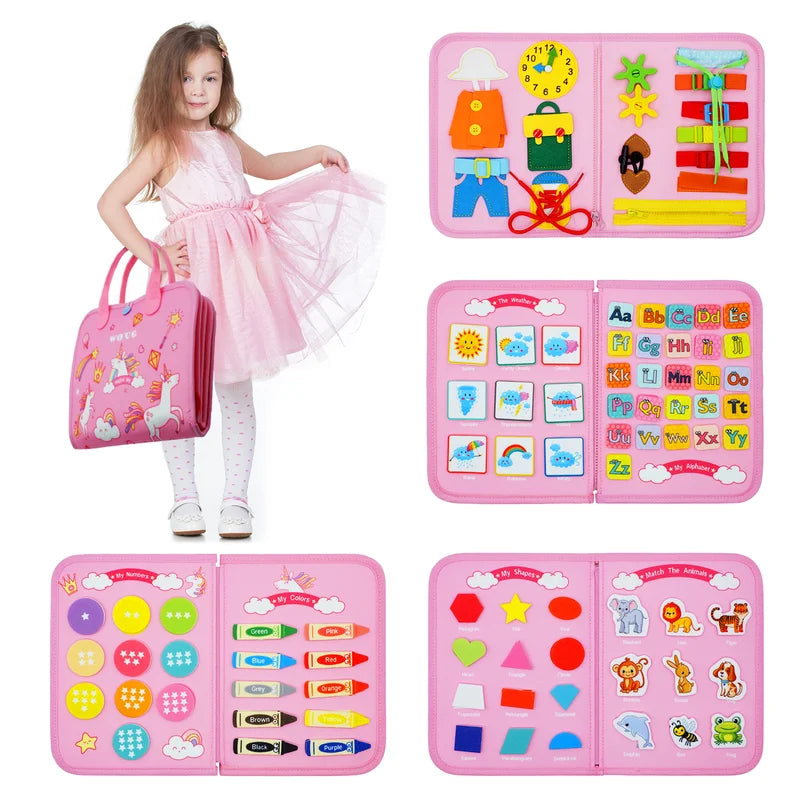 Montessori Busy Board Toys for Toddler Sensory & Fine Motor Skills Educational Play