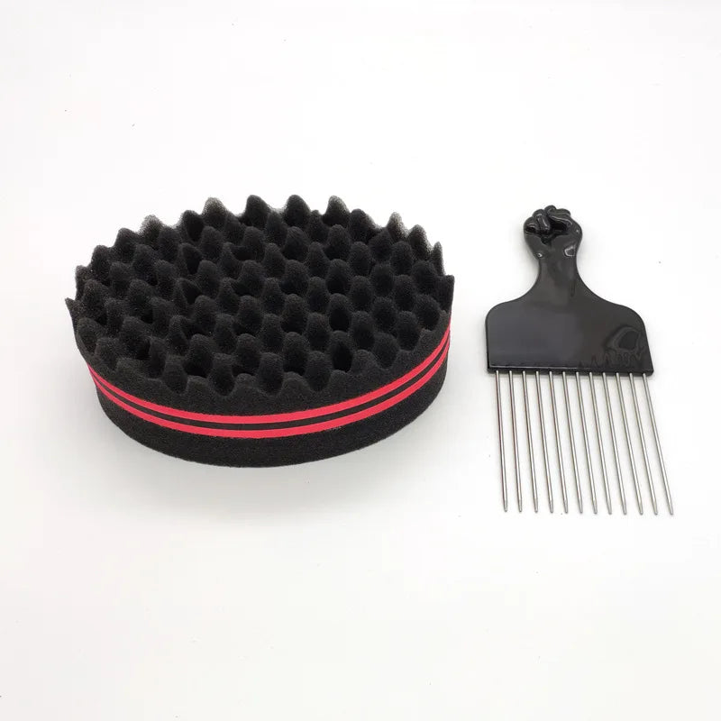 Oval Double Sides Twist Hair Sponge Brush for Afro & Braid Styling