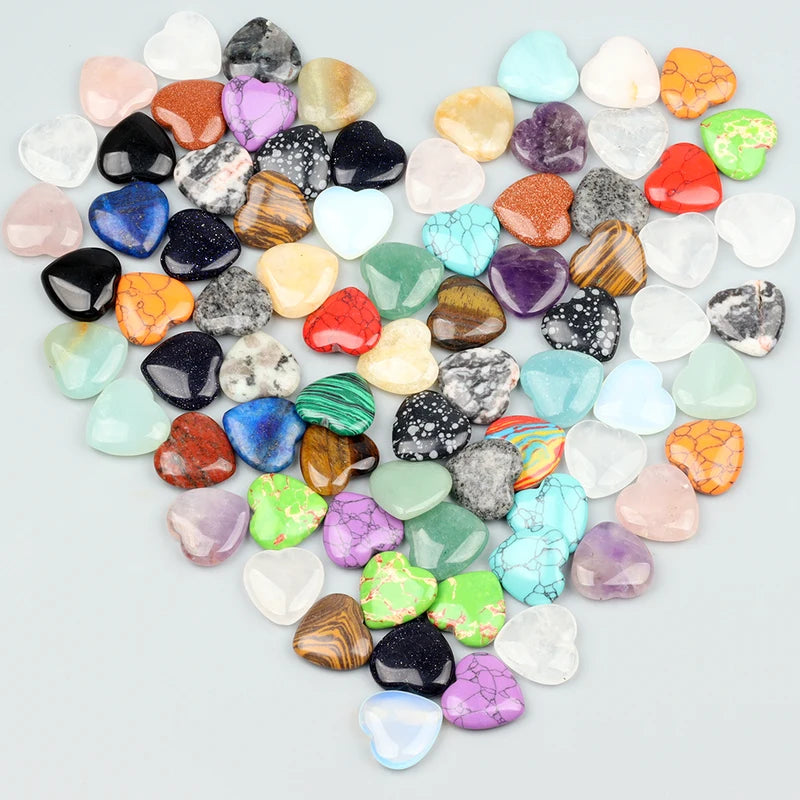 Heart Shape Crystal Healing Stones Set - Amethyst & Semi-Precious Gravel for Home Garden Decor, 20MM, 10/20/30PCS