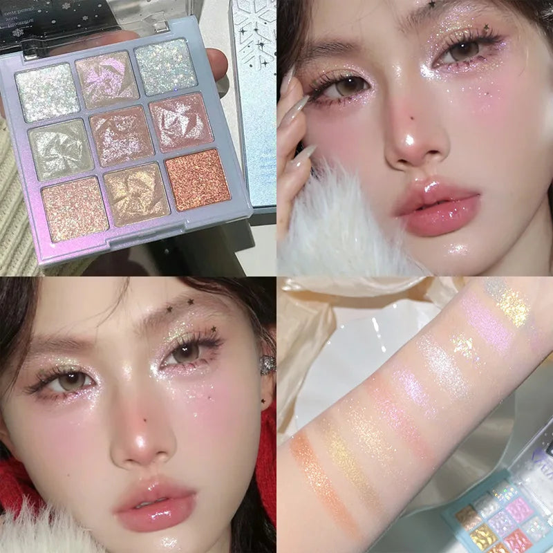 Colorful Glitter Snowflake Eyeshadow Palette - Matte & Pearl Finish