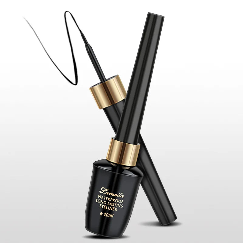 Waterproof Liquid Eyeliner Pen with Fine Brush Head, Long-Lasting Black Makeup