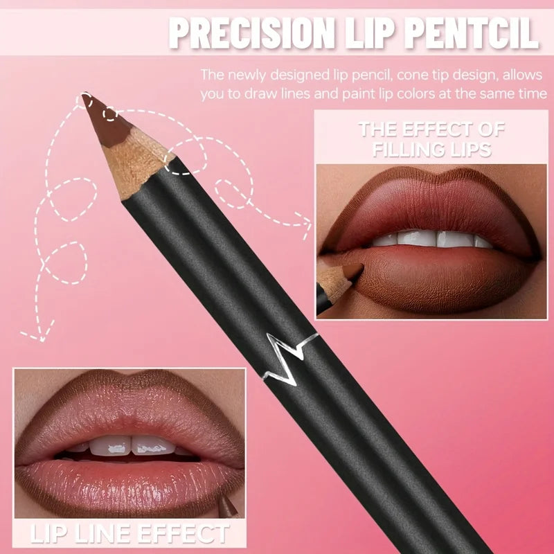 Gradient Lip Set with Lip Liner and Glass Gloss - Nude Shades, Long-Lasting