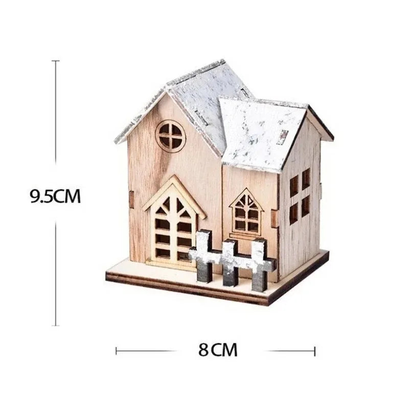 Christmas LED Wooden House Cabin Decor for Xmas & New Year - Festive Home Decoration