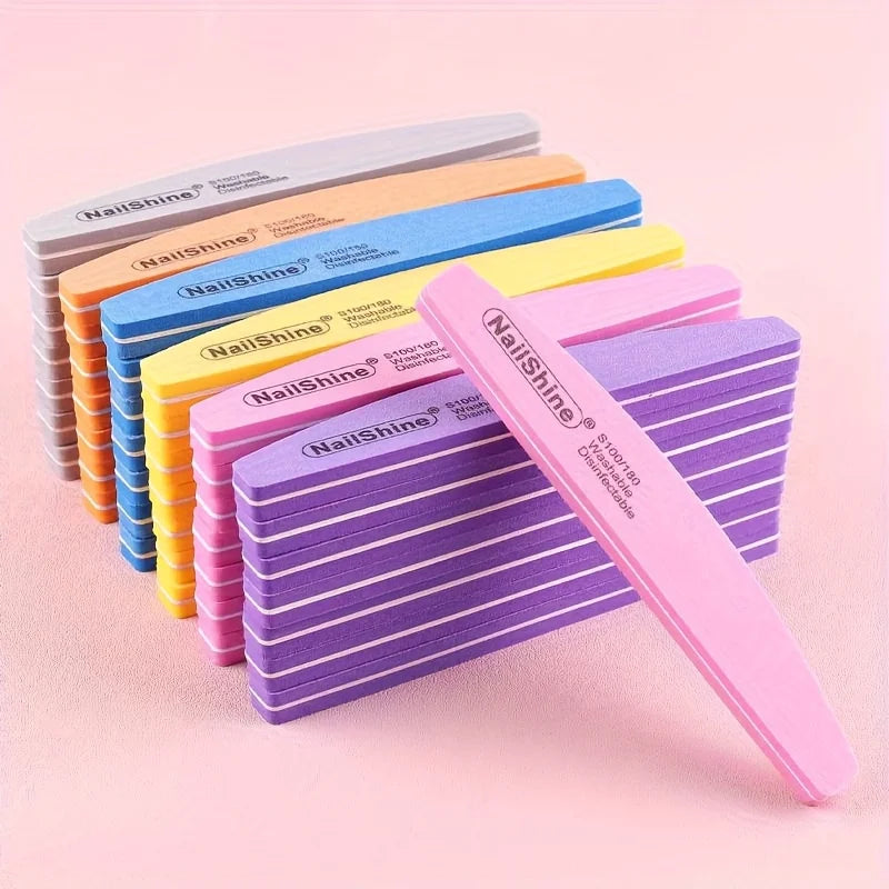 Professional Double-Sided Nail File Set - Colorful Buffing & Polishing Tools for Manicure & Pedicure