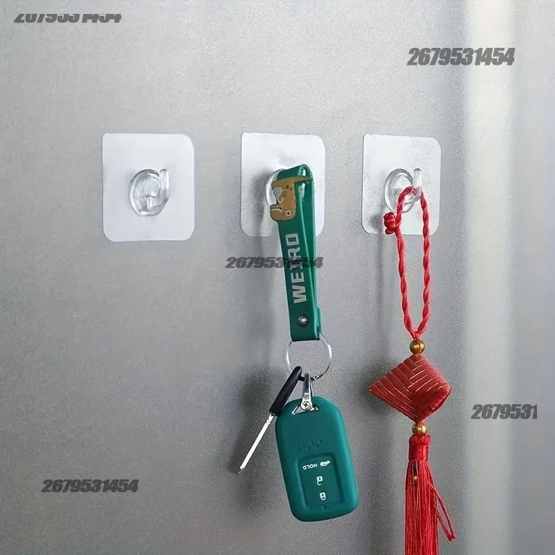 Self-Adhesive Transparent Wall Hooks - Strong Load-Bearing Door & Bathroom Rack