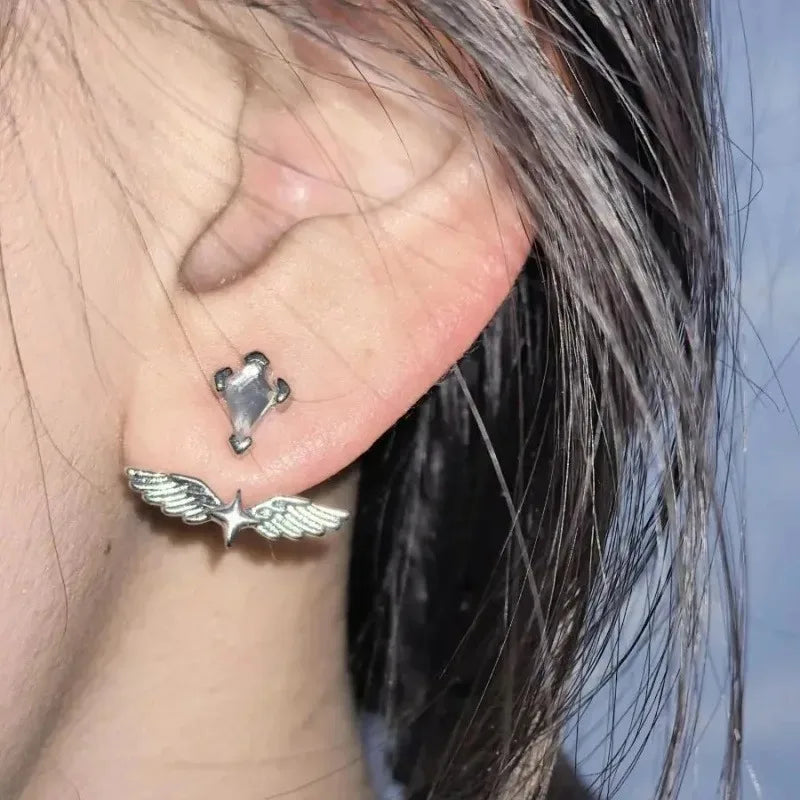 Angel Wings Earrings for Women - Y2K Zircon Rear Hanging Jewelry - Multiple Colors