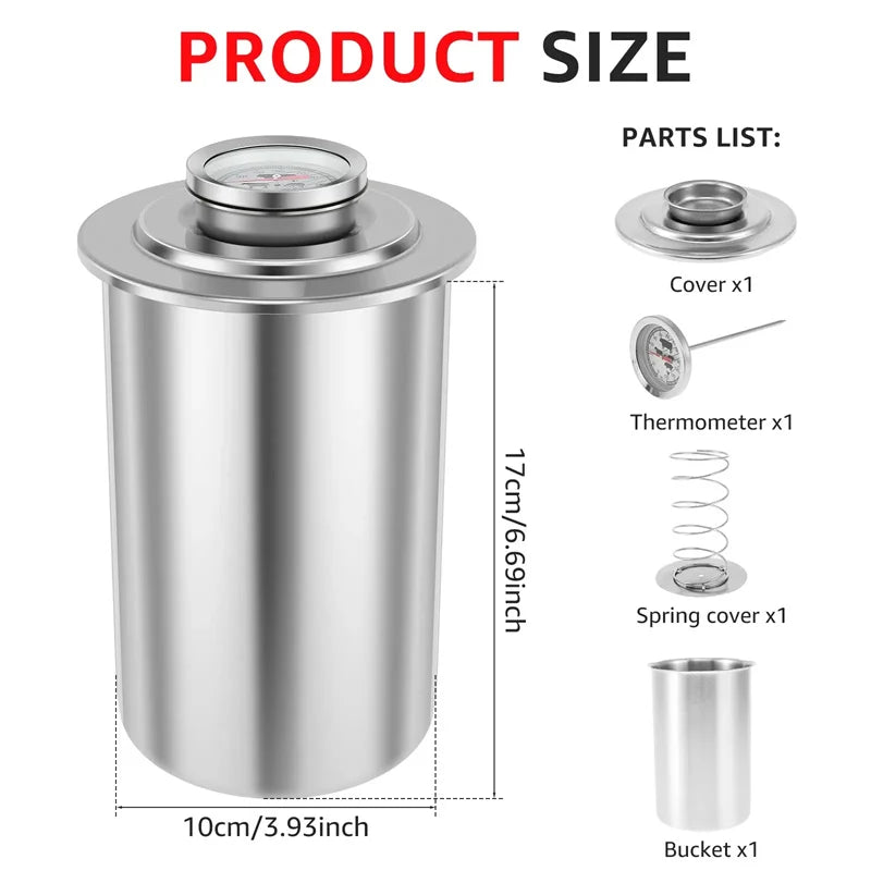 Stainless Steel Ham Maker with Thermometer - Meat Press for Pork & Poultry
