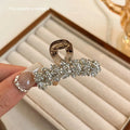 Rhinestone Leaf-Shaped Hair Claw Clamp for Strong Hold Buns - Multiple Colors