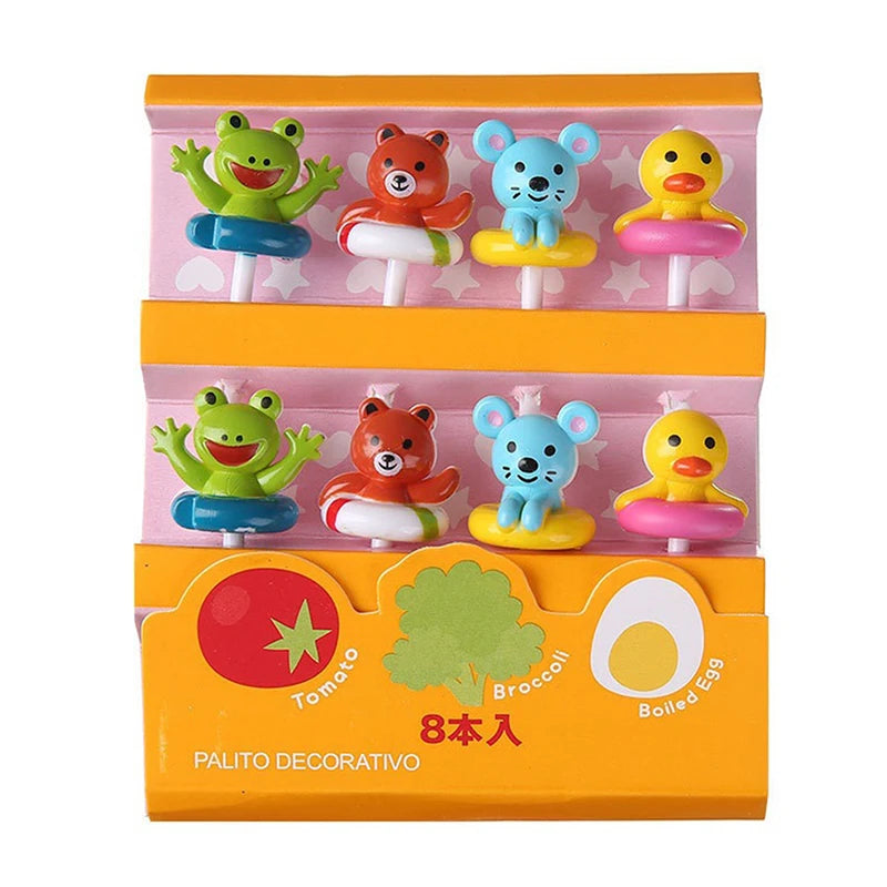 Kids Fruit Fork Set - Reusable Plastic Bento Picks for Lunch & Snacks