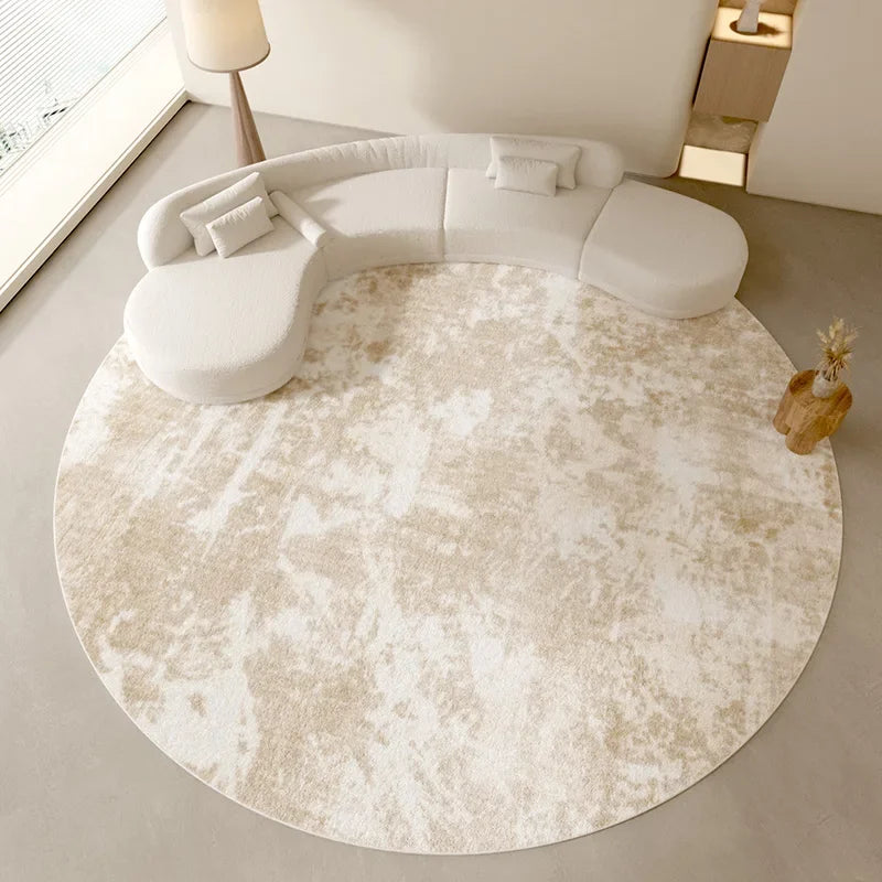 Large Plush Round Log Rug - Wabi-Sabi Style Fluffy Carpet for Living Room & Bedroom