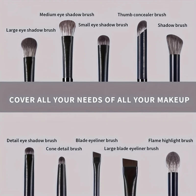 10pcs Makeup Brush Set for Eye Shadow and Eyeliner - Soft, Precise Tools