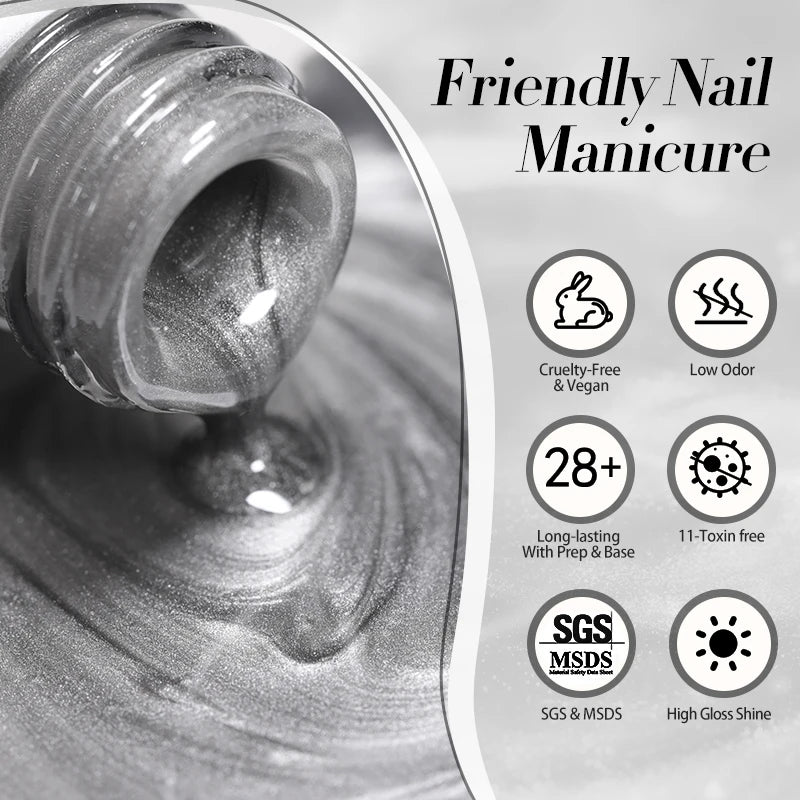 Gel Nail Polish with Magnetic Cat Design, 10ml Semi-Permanent UV & LED