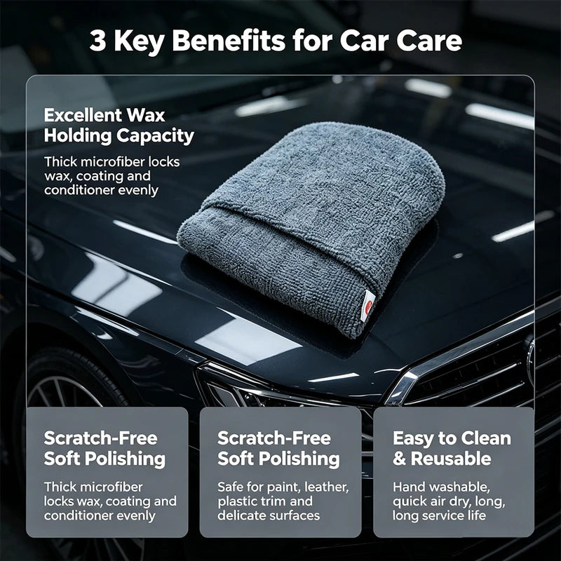 Car Polishing Wax Applicator Mitts Microfiber Foam Sponge for Detailing