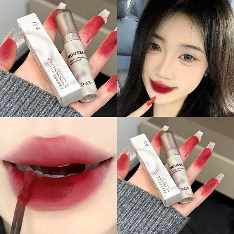 Gothic Matte Lipstick Waterproof Lip Gloss Set - Non-Stick Mud Nude Purple