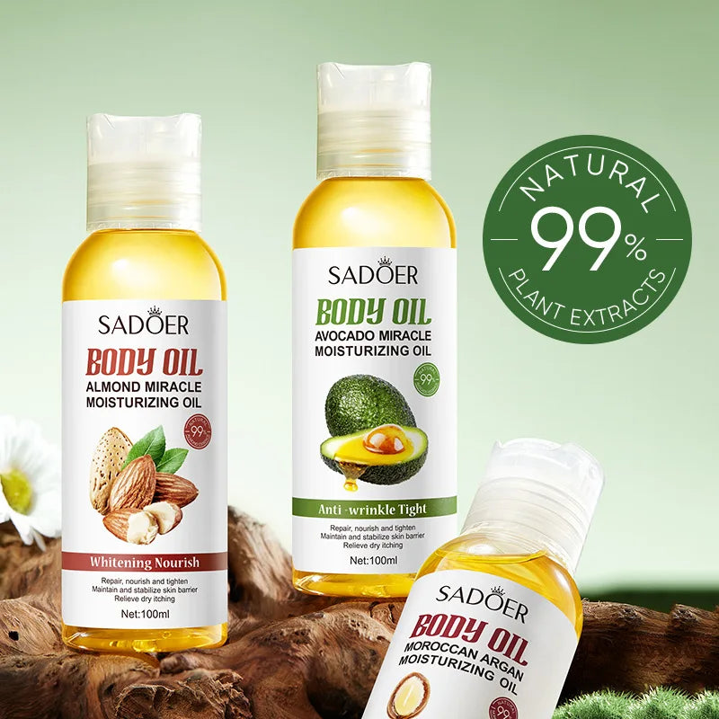 Natural Avocado Almond & Argan Oil for Face Hair & Body Moisturizing Massage Oil