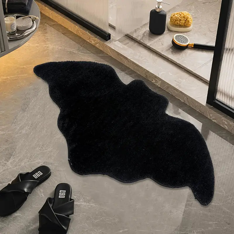 Halloween Bat-Shaped Bathroom Rug Non-Slip Floor Mat for Living Room Decor