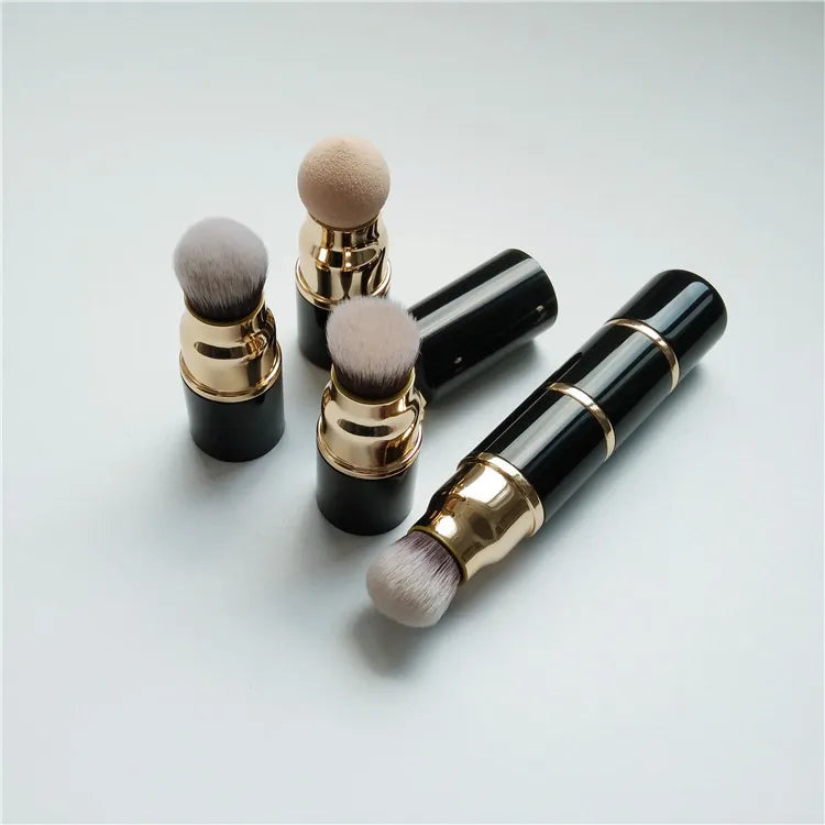 3-in-1 Portable Makeup Brush Set with Dust Cover - Compact & Detachable for Foundation Powder Blush & Sponge