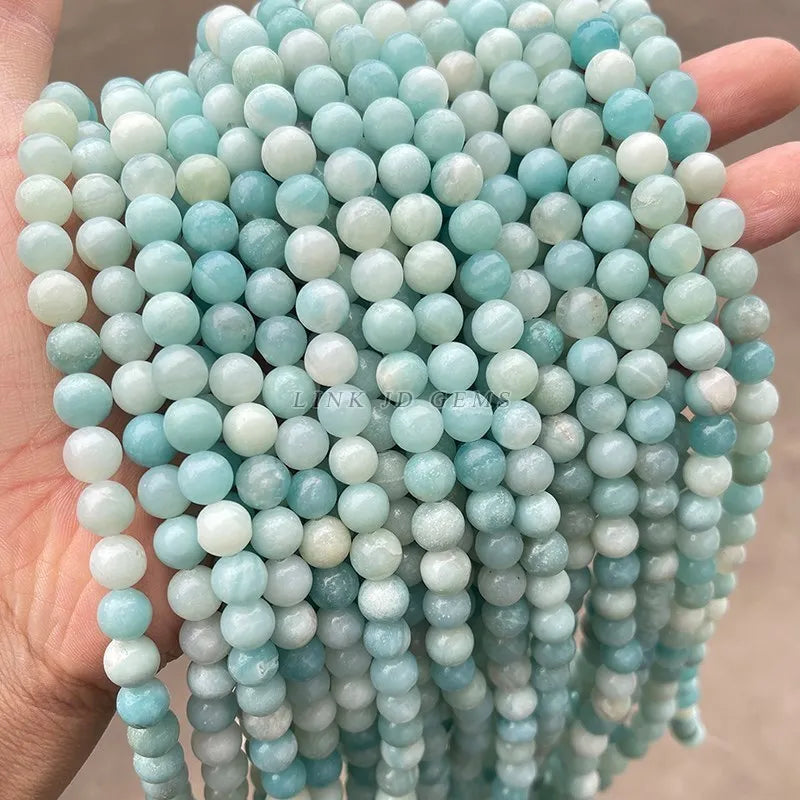 Natural Amazonite Stone Beads Round Loose Jewelry Making Beads 5-12mm