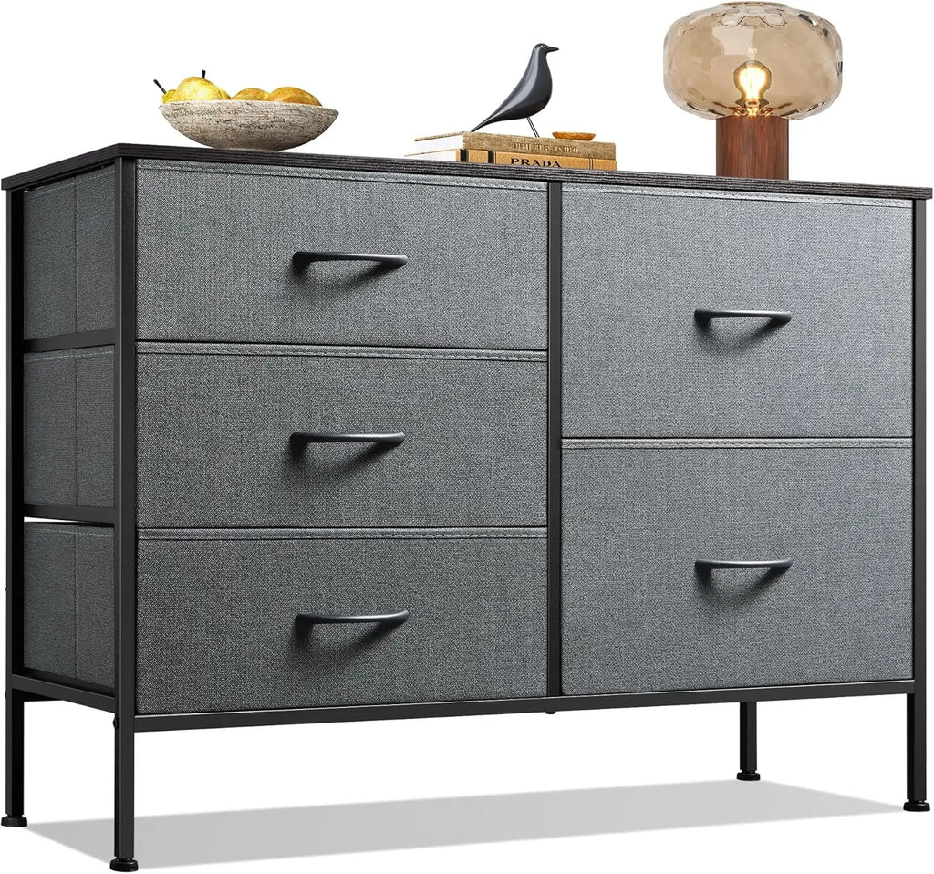 Fabric Dresser with 5 Storage Drawers - Multi-Use Bedroom & Living Room Organizer