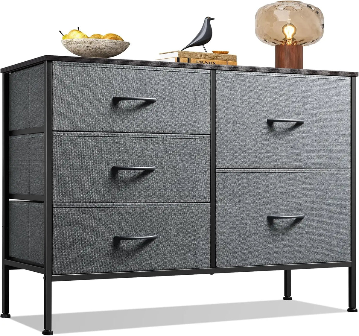 Fabric Dresser with 5 Storage Drawers - Multi-Use Bedroom & Living Room Organizer
