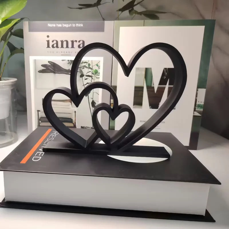 Heart-to-Heart Love Figurine - Black & White Desk & Shelf Decor, Valentine’s Gift