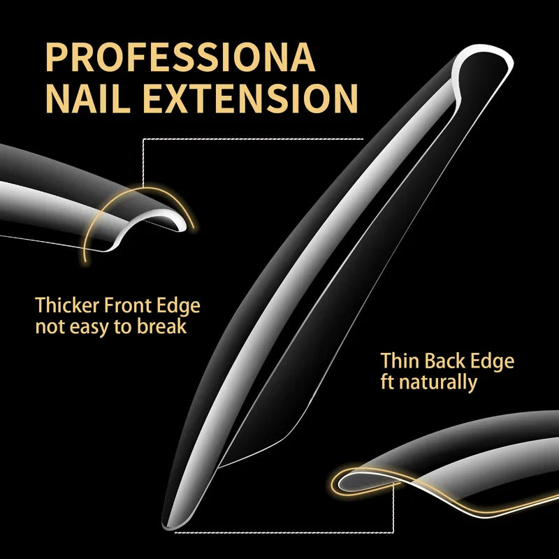 120/140pcs Almond Stiletto Fake Nail Tips - Clear Soft Nail Extensions for DIY Manicure