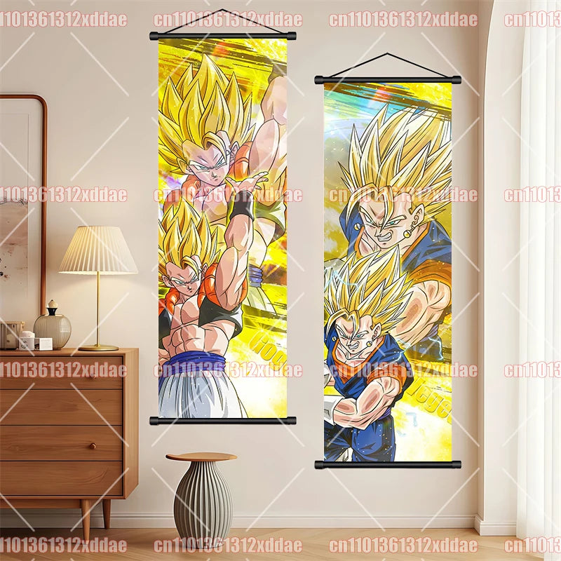 Anime Scroll Wall Art - Dragon Ball Goku Vegeta Poster Mural for Home & Kids Decor