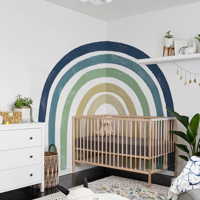 Large Watercolor Rainbow Wall Stickers Wallpaper for Nursery & Living Room
