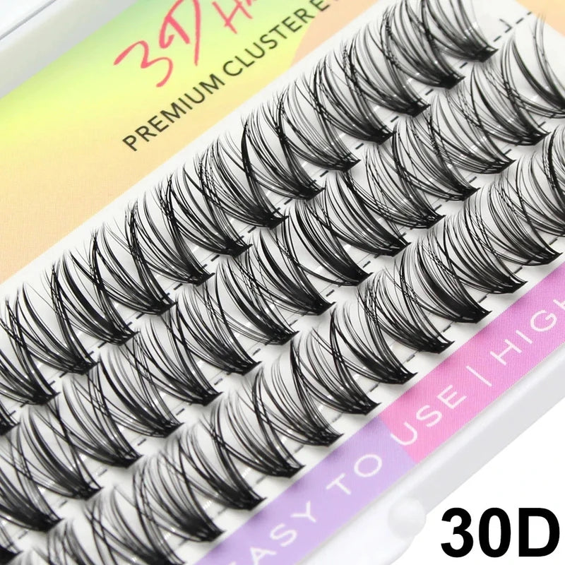 Premium Silk Cluster Eyelash Extensions - Natural Long 3D Volume Fake Lashes