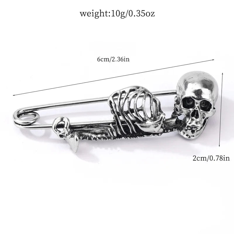Retro Skull Punk Style Halloween Brooch Dark Skull Pin Accessory