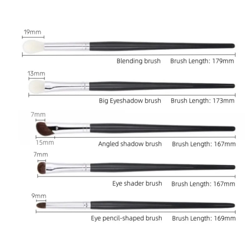 Eyeshadow Brush Set 5 Pcs Natural Hair Makeup Tools for Blending & Precision