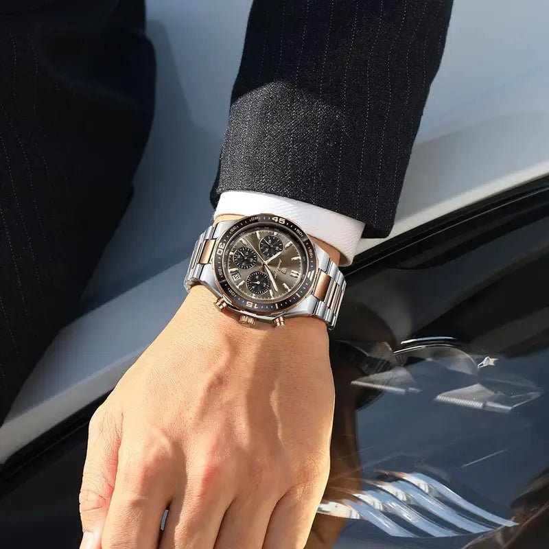 Men's Waterproof Luminous Quartz Sport Watch with Chronograph and Date