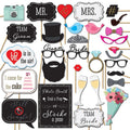 Wedding Photo Booth Props Set Mustache Lips Glasses for Bridal Shower & Party