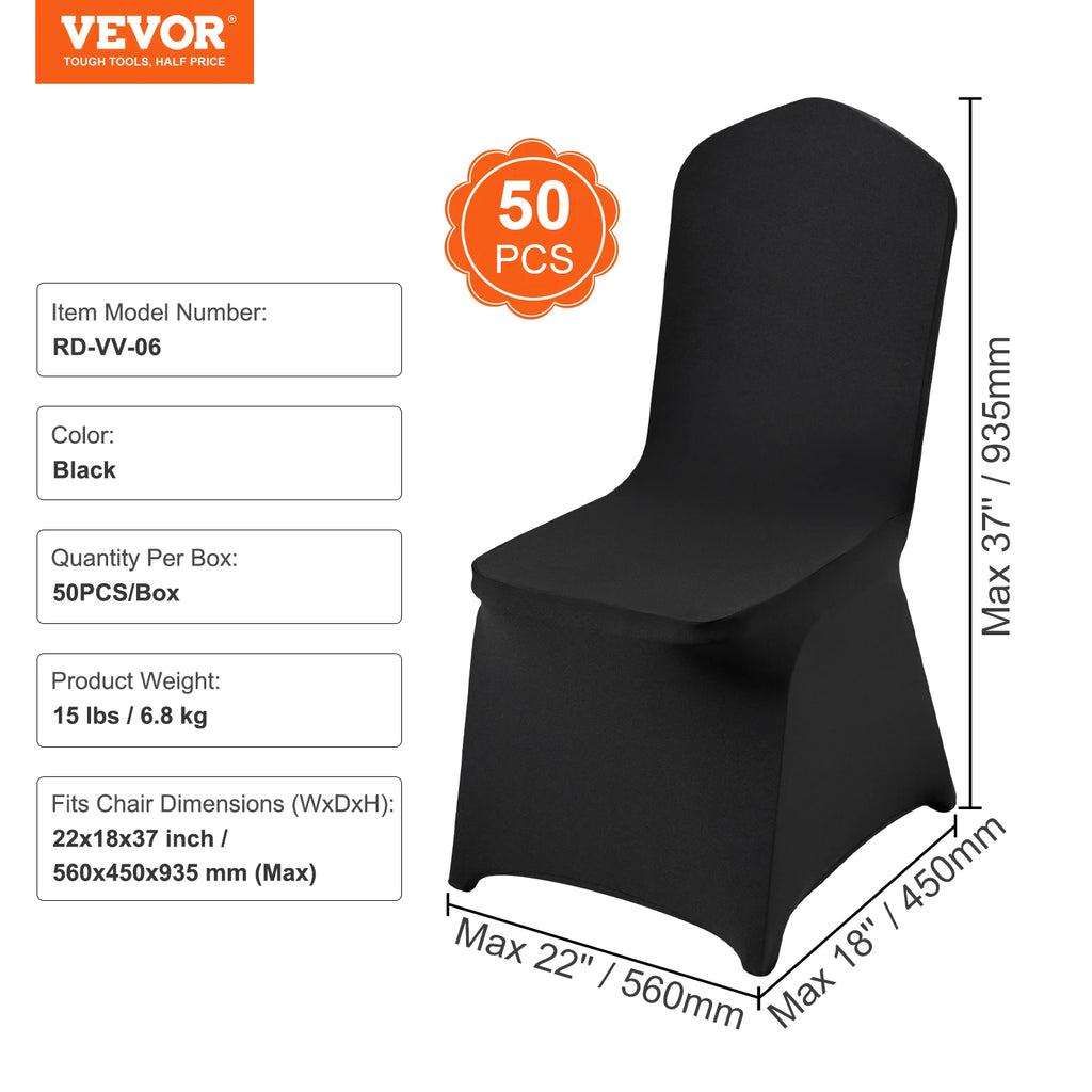 50-Pack Elastic Spandex Chair Covers for Weddings and Events - Washable & Fit Most Chairs