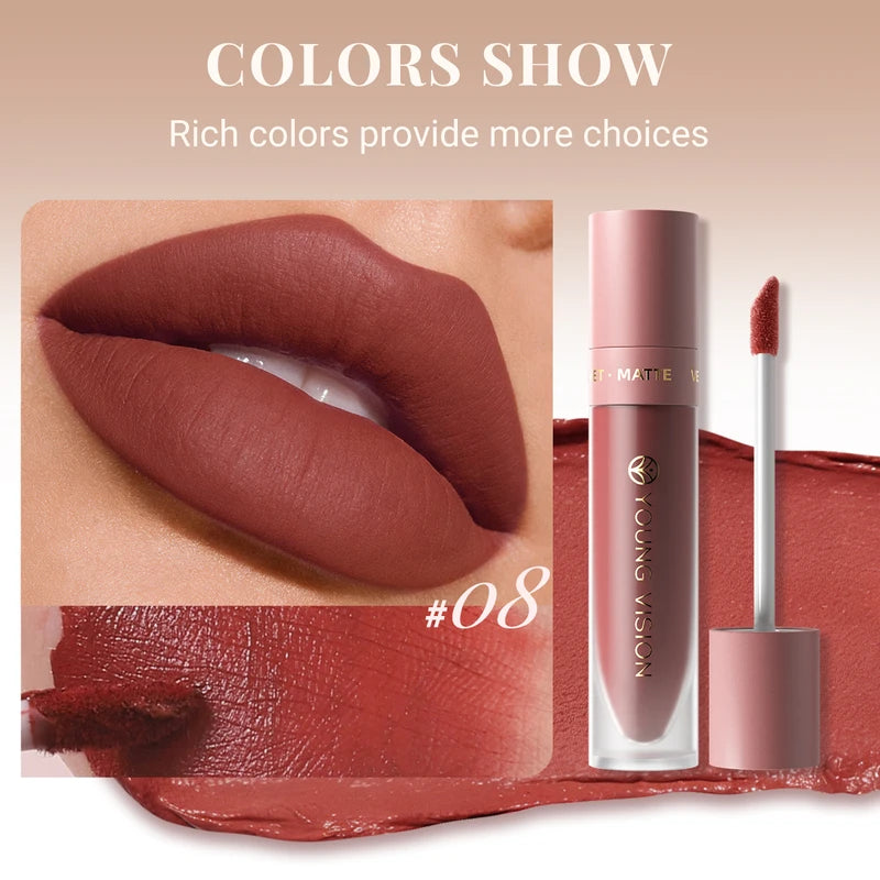 8 Color Nude Brown Matte Liquid Lipstick Set - Long-lasting, Non-stick Lip Gloss
