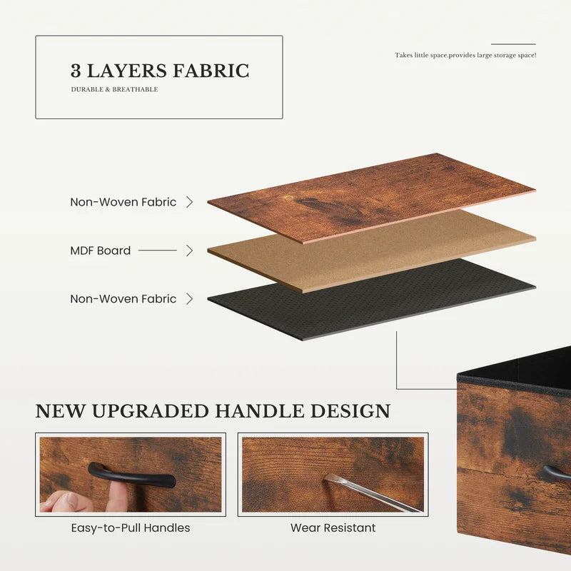 Living Room 6-Drawer Fabric Cabinet with Wooden Top Storage Closet Chest