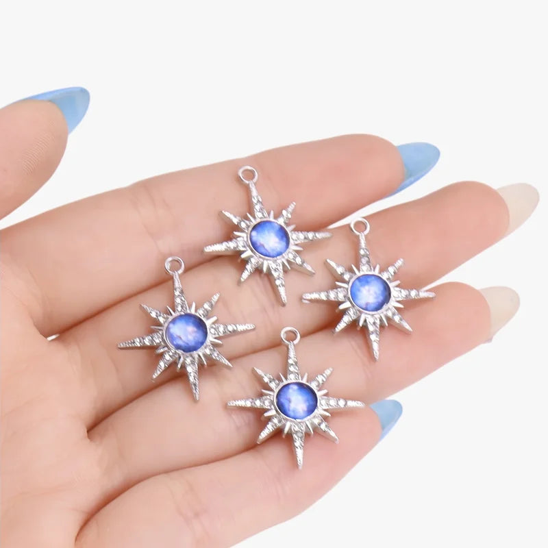 10Pcs Fashion Crystal Zircon Star Pendant Necklace Set for Women Jewelry DIY