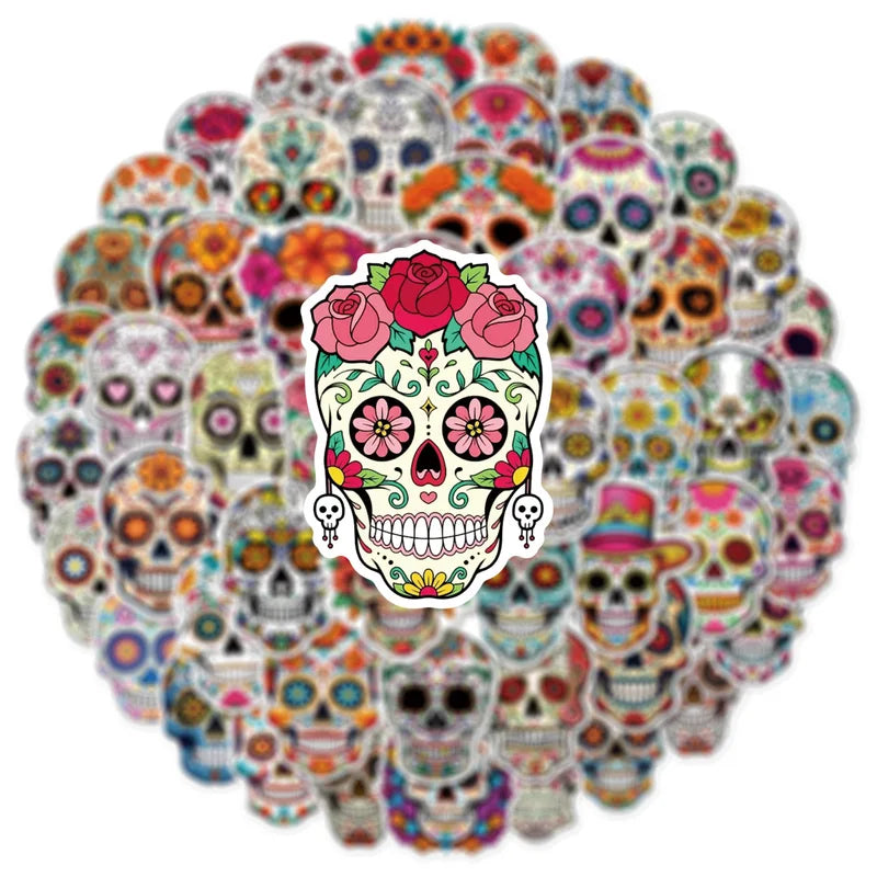 Skull Face Graffiti Stickers Pack for Travel, Notebooks, Skateboarding, Guitar & Helmet