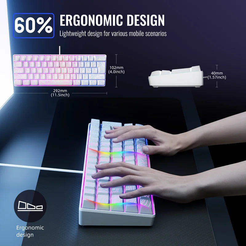 RGB Backlit Gaming Keyboard 61-Key Compact Mechanical Style for Fast Play