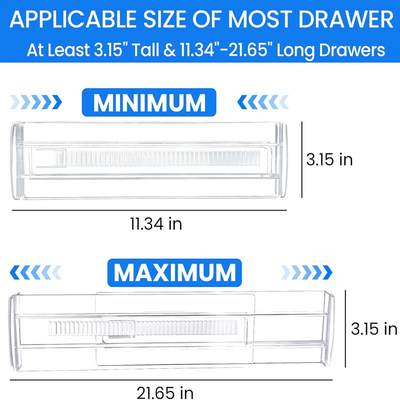Adjustable Plastic Drawer Dividers Set for Kitchen Baby Office Storage
