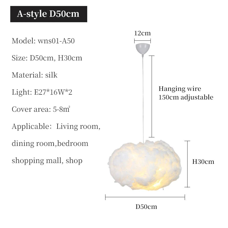 Modern Floating Cloud LED Pendant Light Fixture for Living Dining Bedroom