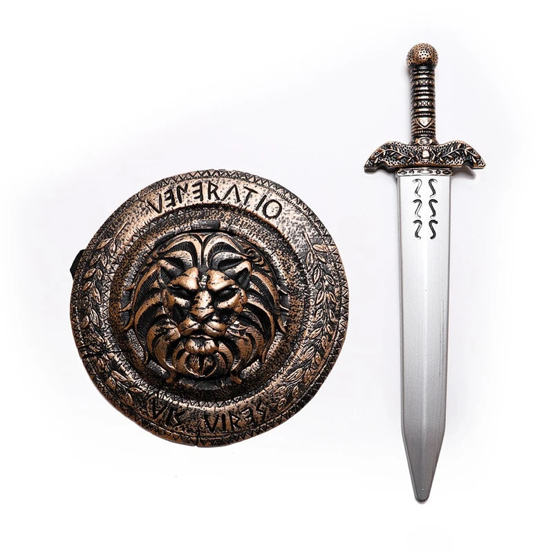 Kids Halloween Roman Warrior Shield & Sword Costume Props - Party Gift