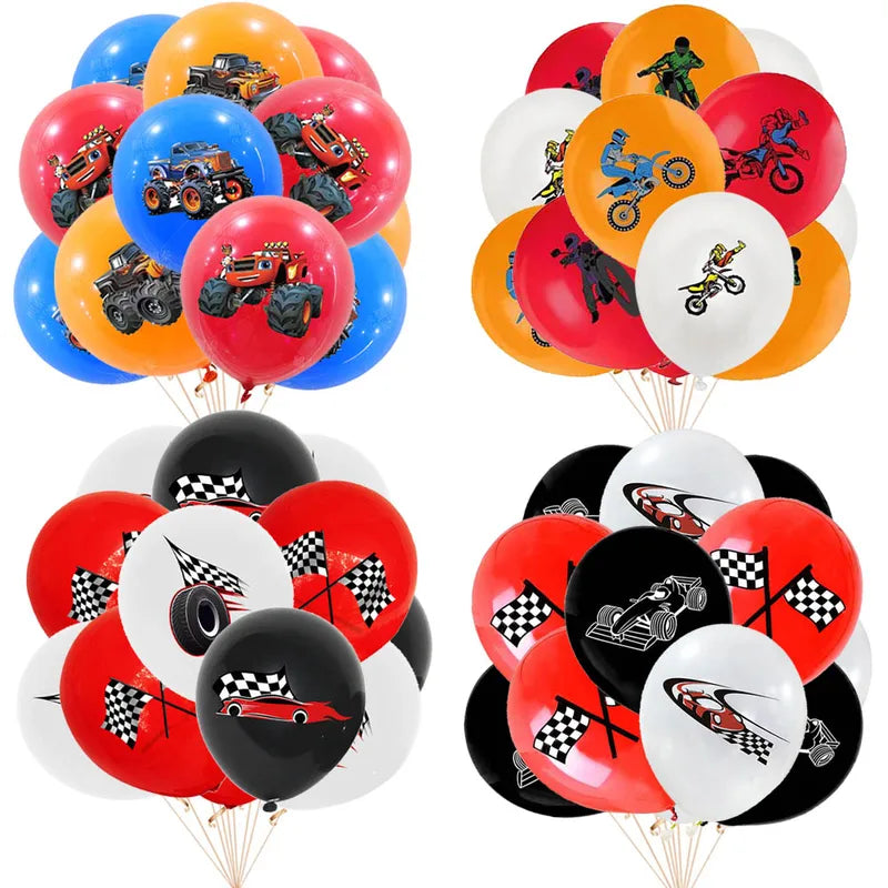 12 Inch Motorcycle Racing Latex Balloon Set - Kids Birthday Party Decor