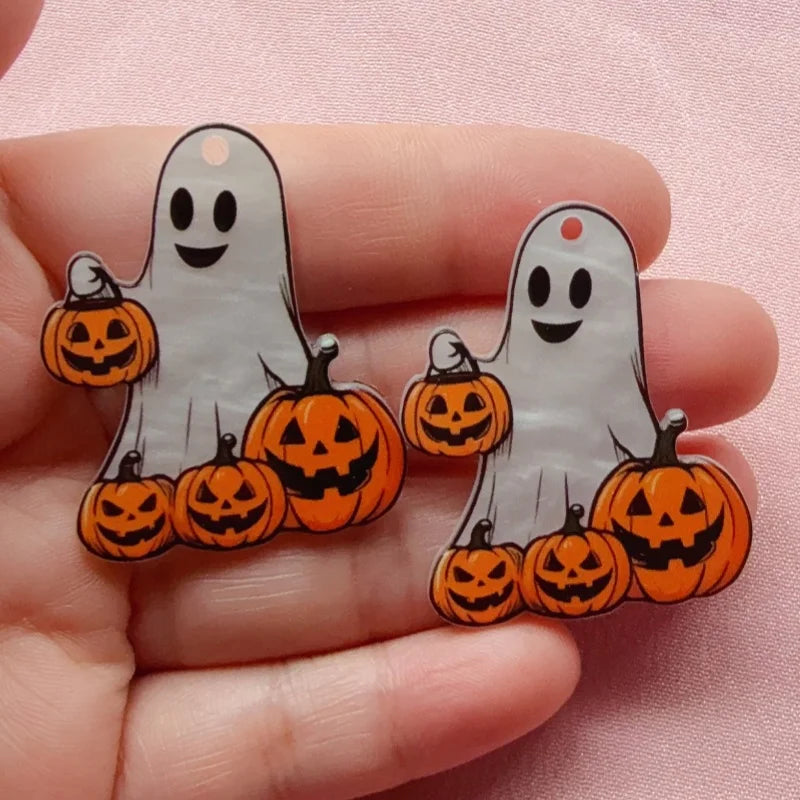 10pcs Acrylic Ghost Pendant Jewelry Making Supplies - Earrings, Necklaces, Keychains
