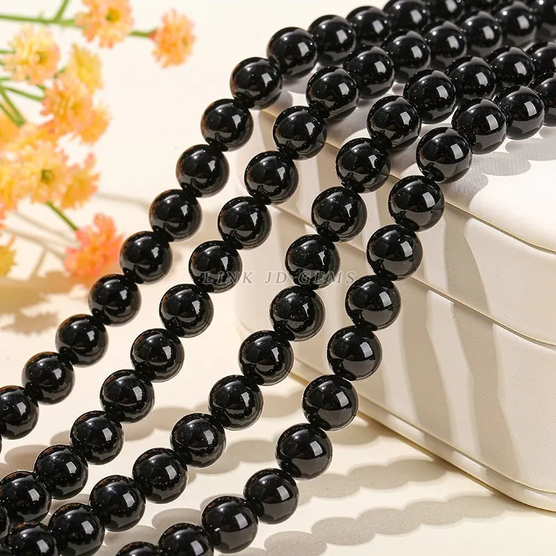 Natural Obsidian Beads 8-10mm Round Spacer Beads for Jewelry Making DIY Crafts
