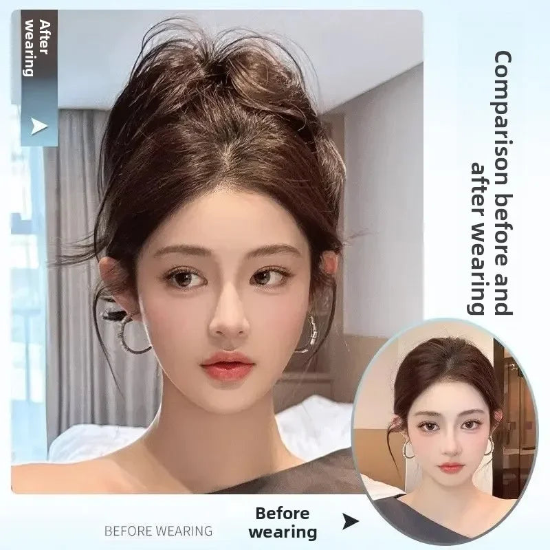 Short Curly Synthetic Claw Clip Ponytail Hair Extensions for Women High Top Bun