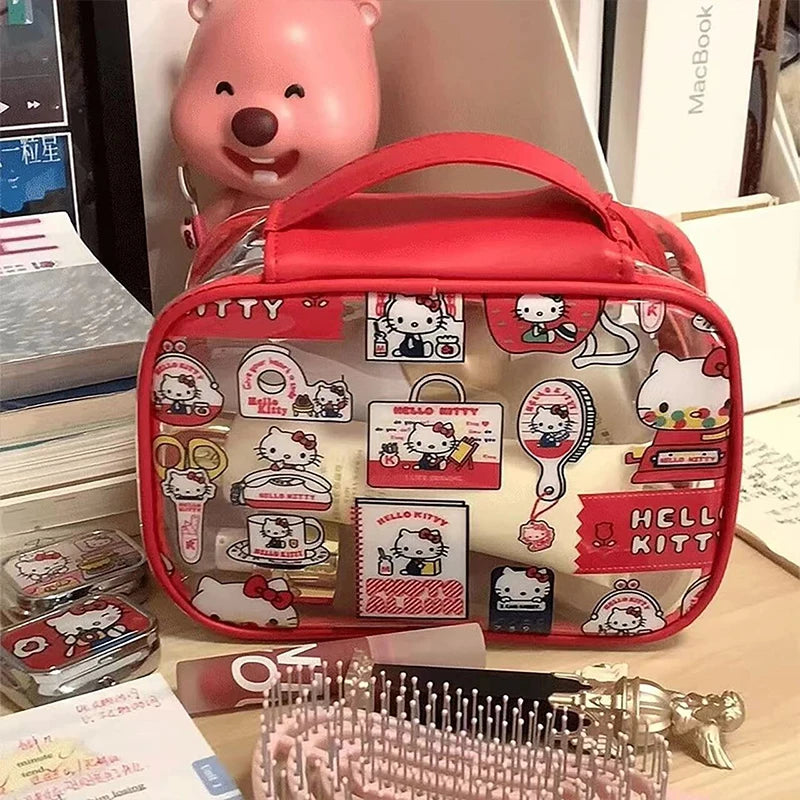 HelloKitty Cartoon PVC Makeup Bag Large Capacity Travel Organizer