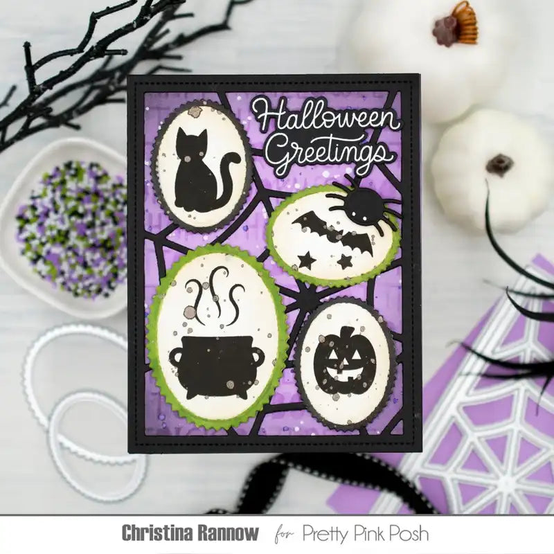 Halloween Clear Stamps and Metal Cutting Dies 25PCS Pumpkin Ghost Owl Tree DIY Craft Set