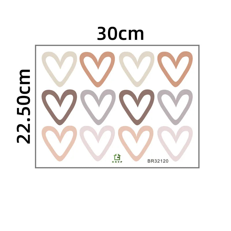 Boho Rainbows Heart Wall Decals for Girls Bedroom Kids Room Nursery Home Decor - 12/24pcs