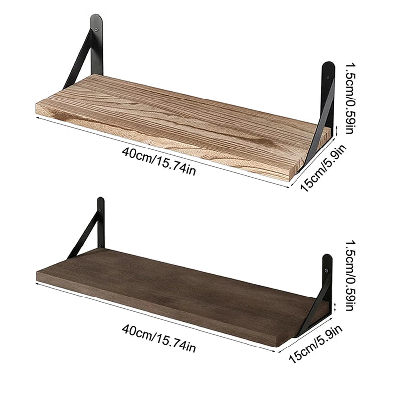 Floating Wall Shelves for Living Room Bathroom Kitchen - Wood Storage Shelving